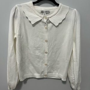 White button down sweater